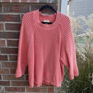 MAEVE Anthropologie Ladies XL MacKenzie Coral Pink Ribbed MockNeck Sweater